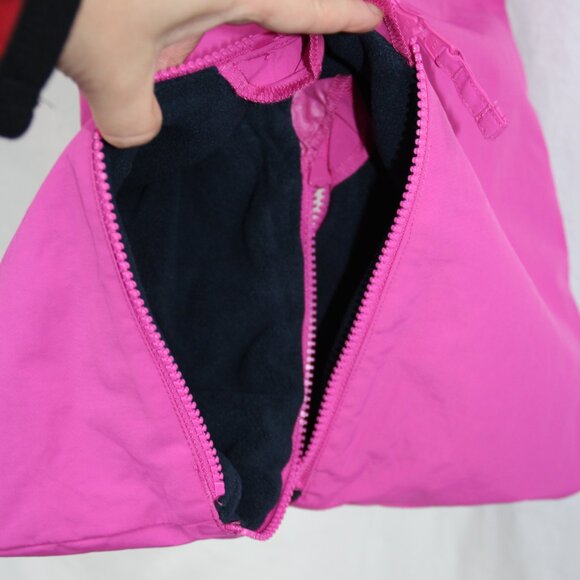 Lands End Bunting Snowsuit 6-12 Months Girl Hot Pink Double Zipper Fleece - Picture 4 of 8
